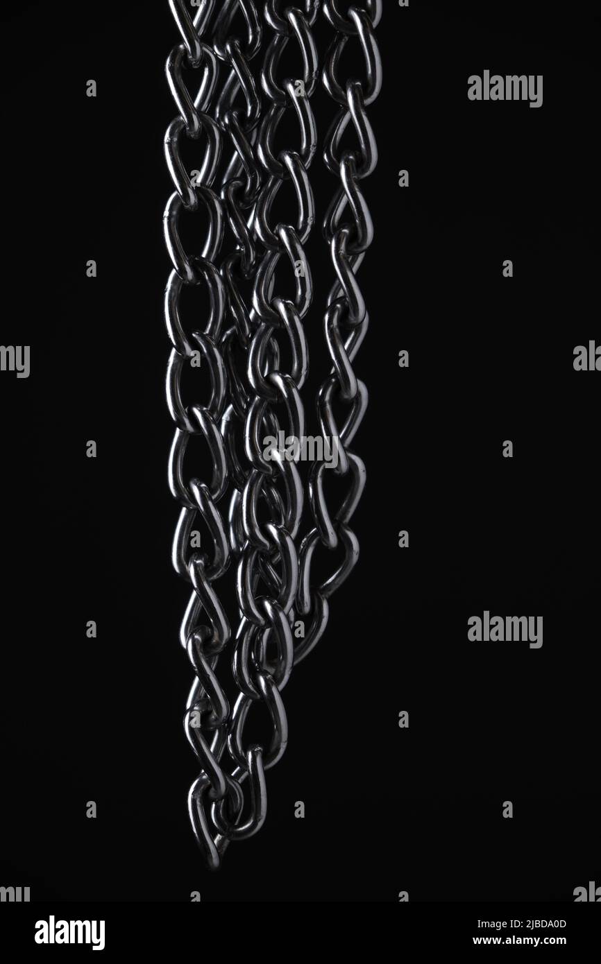 Nickel plated metal chain black background Stock Photo Alamy