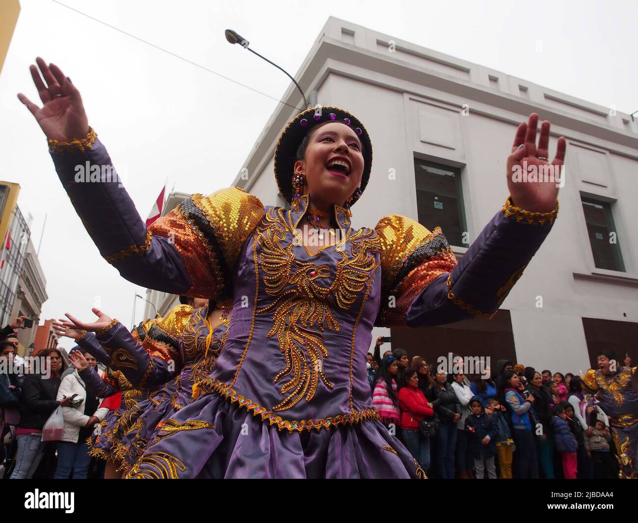 A girl performing a traditional dance of Puno. The municipality of Lima