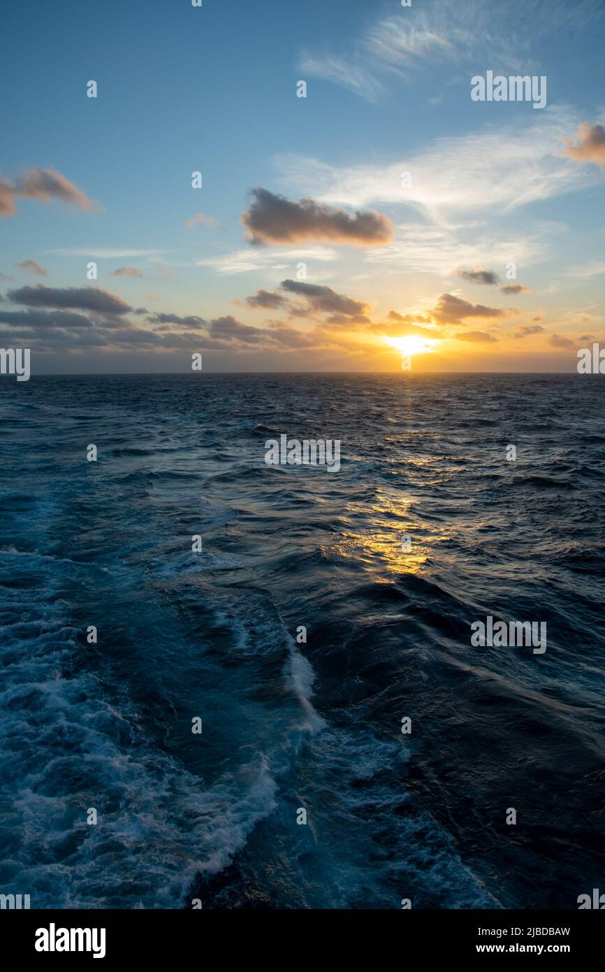 A sunset in the West Atlantic east of the Caribbean Stock Photo