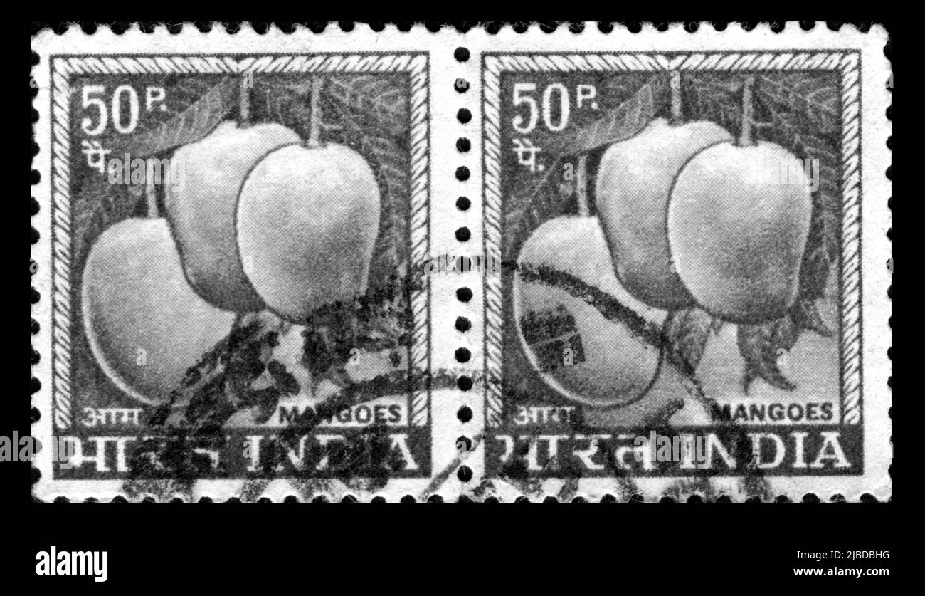 Stamp print in India,Mango, fruit Stock Photo Alamy