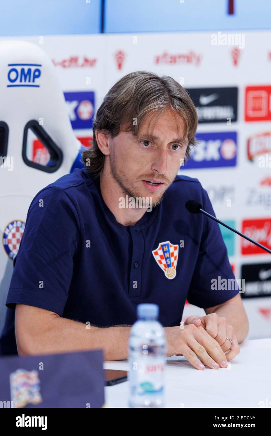 Croatia, June 05, 2022, Luka Modric of Croatia speaks during a press