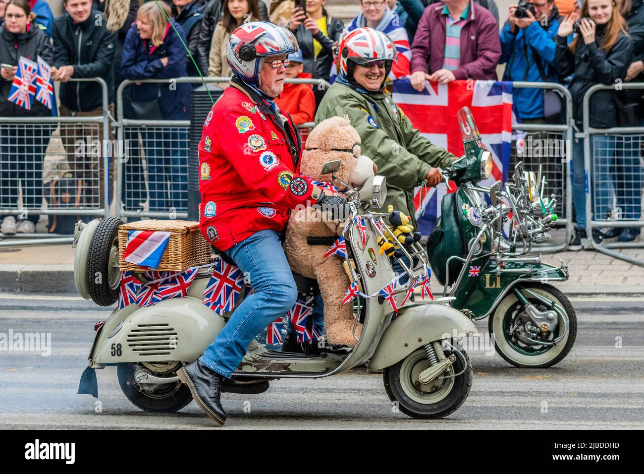 London, UK. 5th June, 2022. Mods on scooters Her Majesty The Queen's