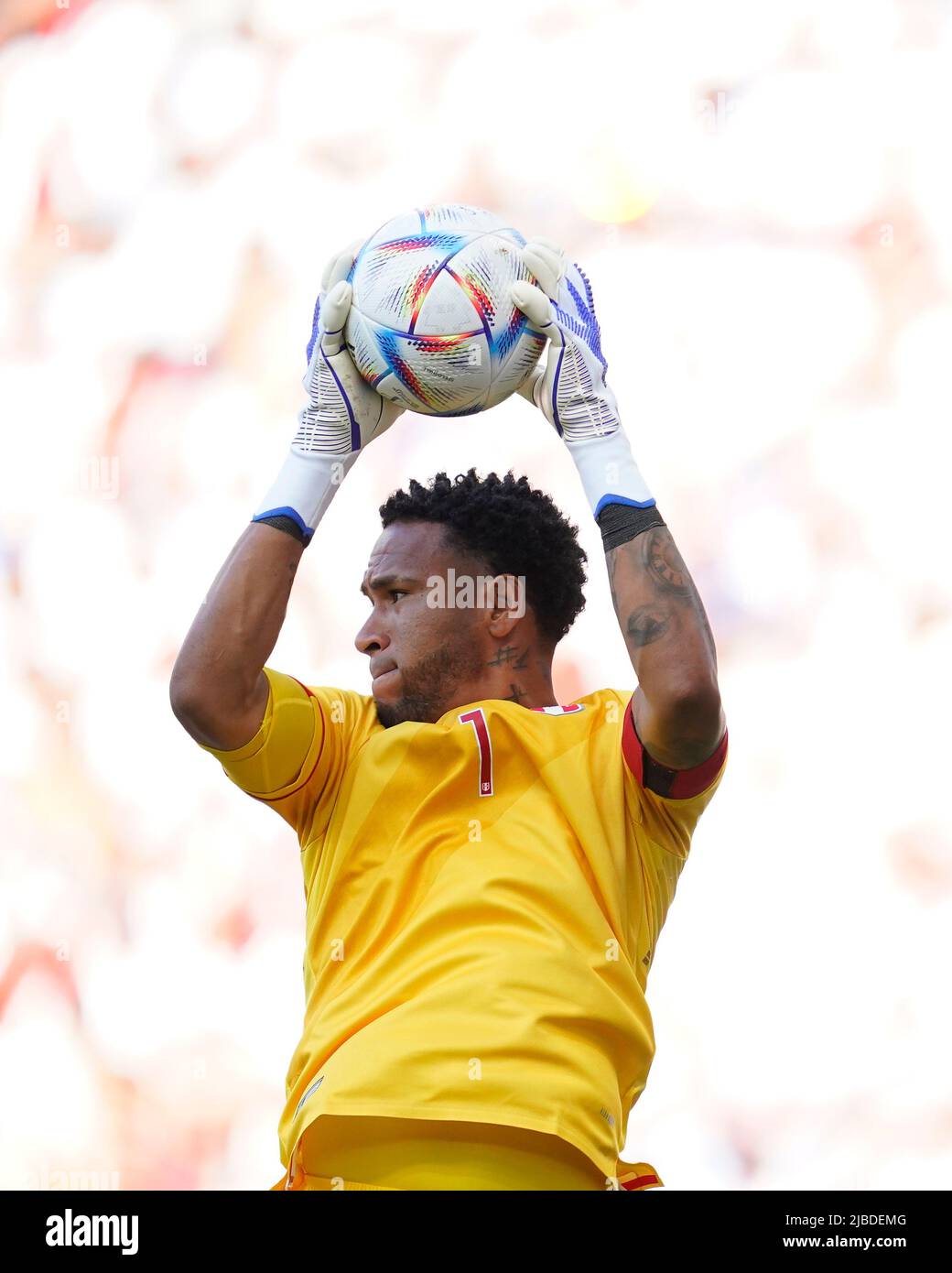Barcelona, Spain. June 5, 2022, Pedro Gallese of Peru during the friendly match between Peru and New Zealand played at RCDE Stadium on June 5, 2022 in Barcelona, Spain. (Photo by Bagu Blanco / PRESSINPHOTO) Stock Photo