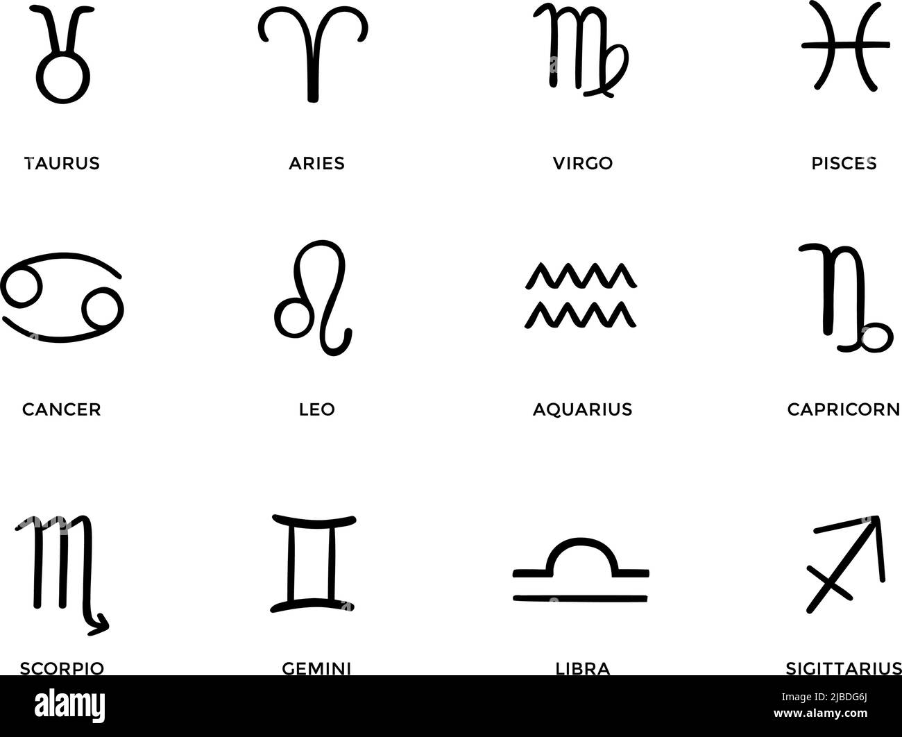 Set of hand drawn astrological zodiac signs Stock Vector Image & Art ...
