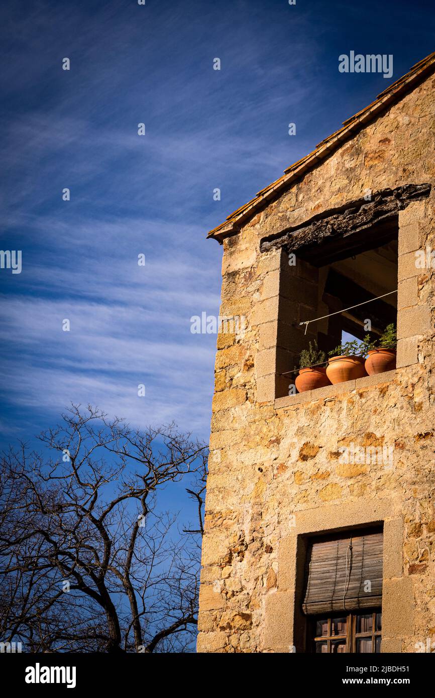 Spanish village of Pals window Stock Photo