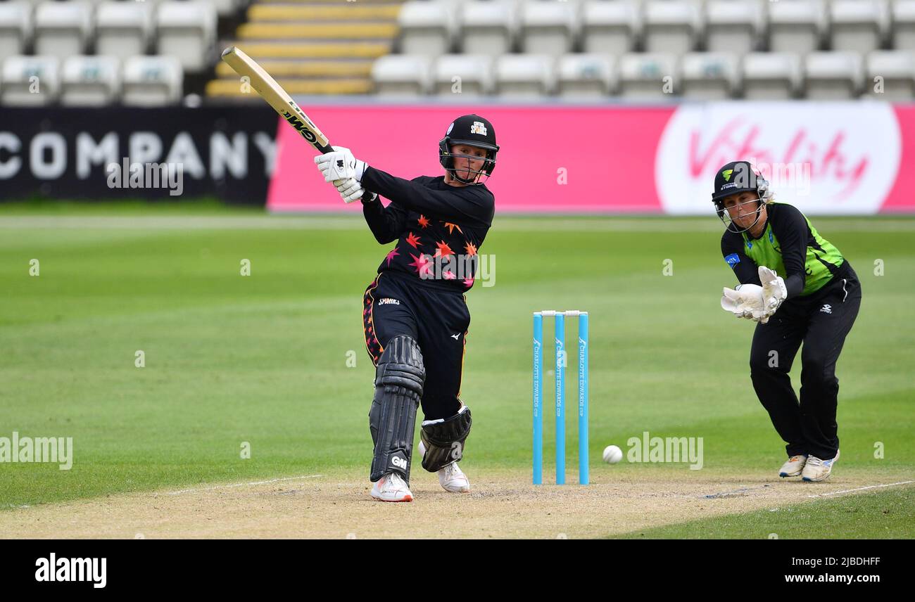 Central Sparks' captain Evelyn Jones batting in a Charlotte Edwards Cup ...