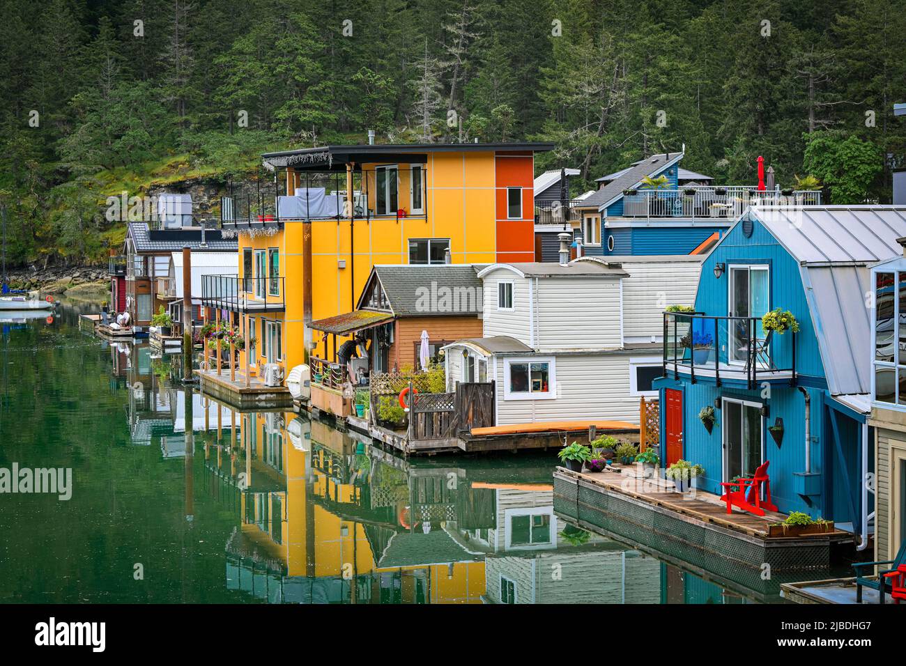 Float homes, Maple Bay, Vancouver Island, British Columbia, Canada