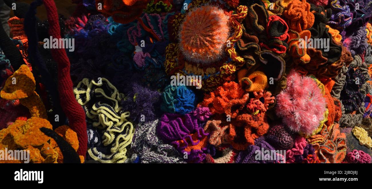 Australian Corals Patterns Crocheted patterns in forms of Corals in various colours Stock Photo ...