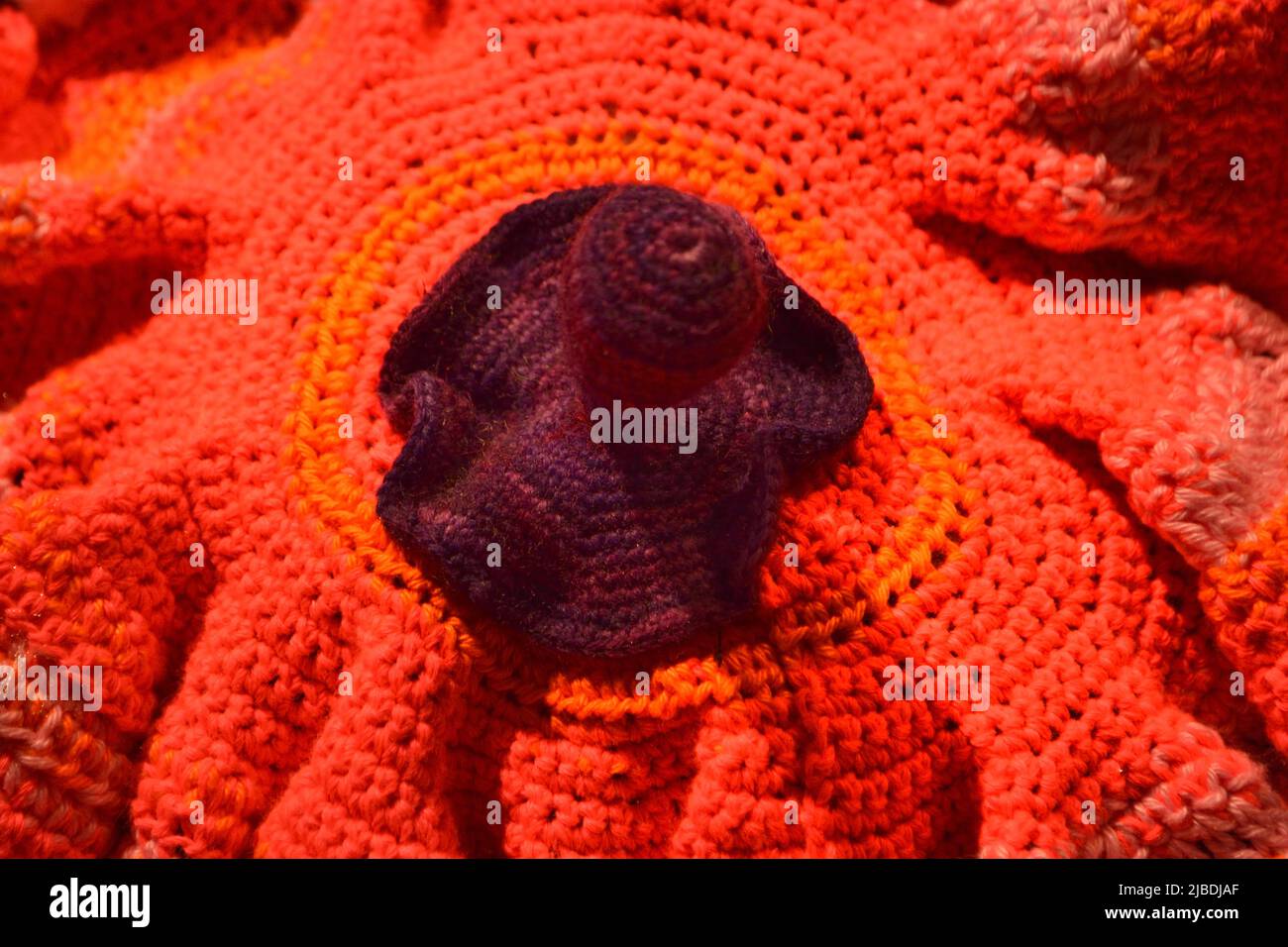 Crocheted patterns in forms of Corals in various colours Stock Photo
