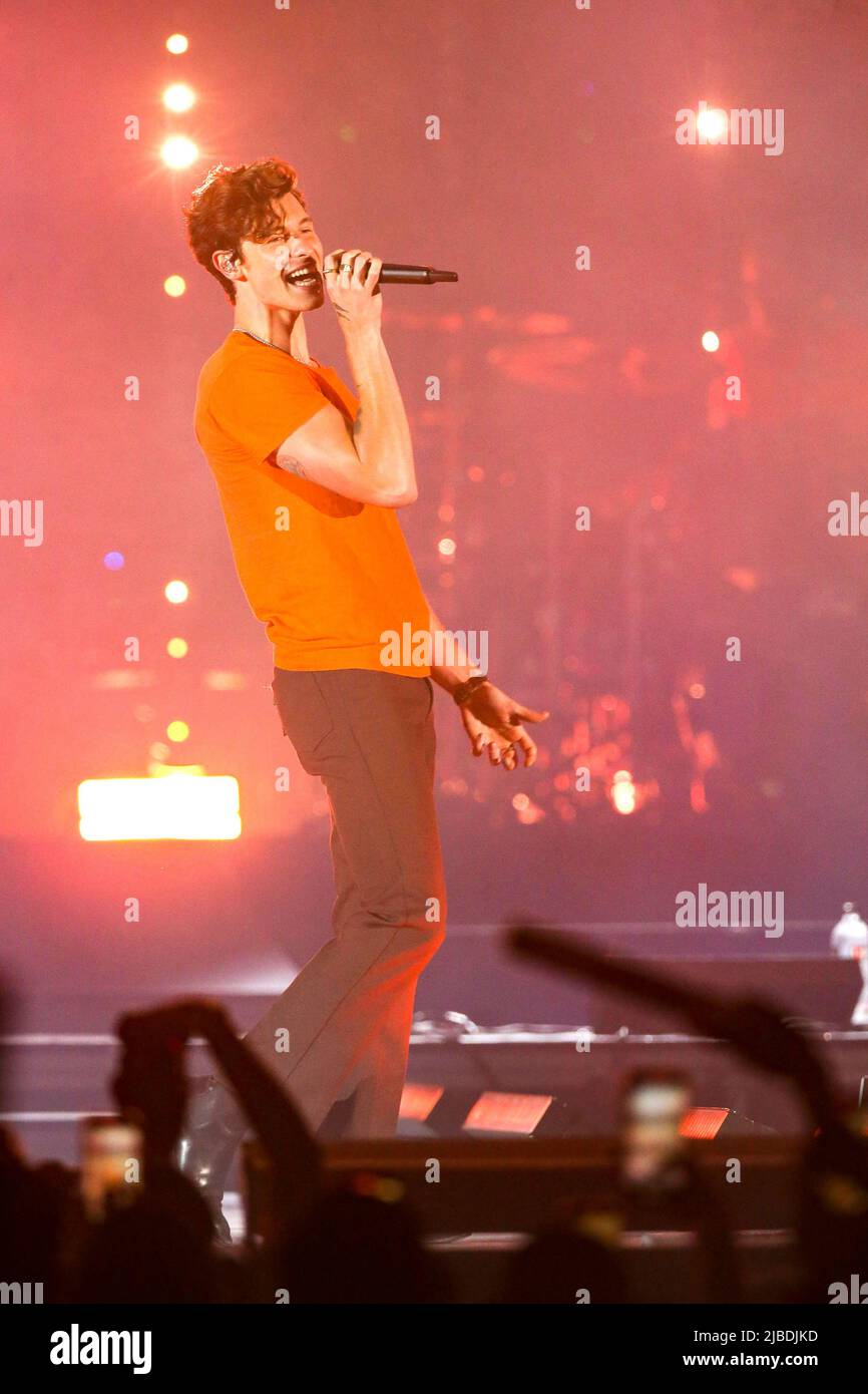 Carson, USA. 04th June, 2022. Shawn Mendes performs onstage at the 2022 iHeartRadio Wango Tango at Dignity Health Sports Park on June 04, 2022 in Carson, California. Photo: Christopher Victorio/Sipa USA Credit: Sipa USA/Alamy Live News Stock Photo