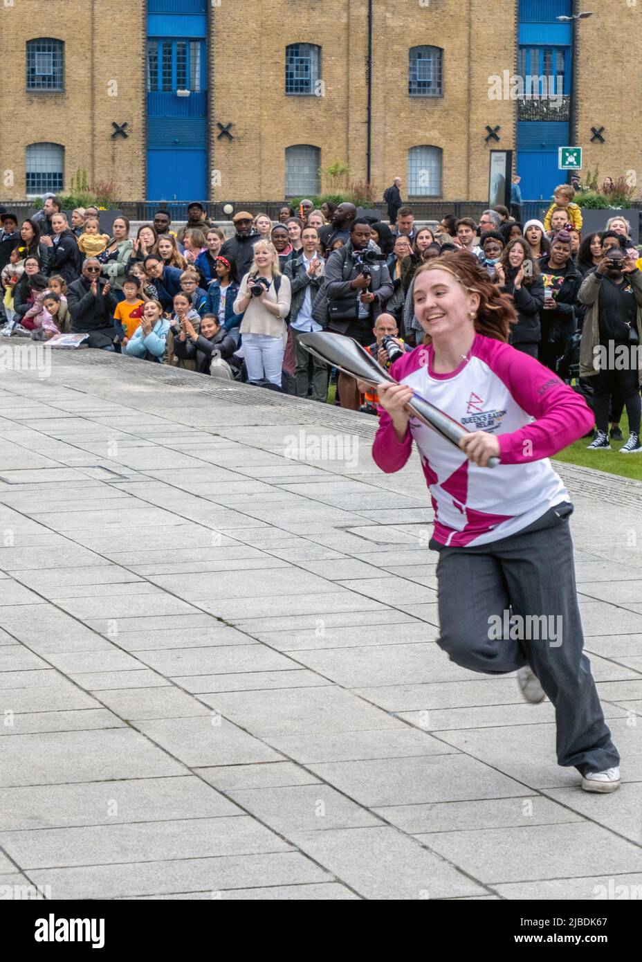 Queen's Baton Relay visits the Royal Docks in East London for a