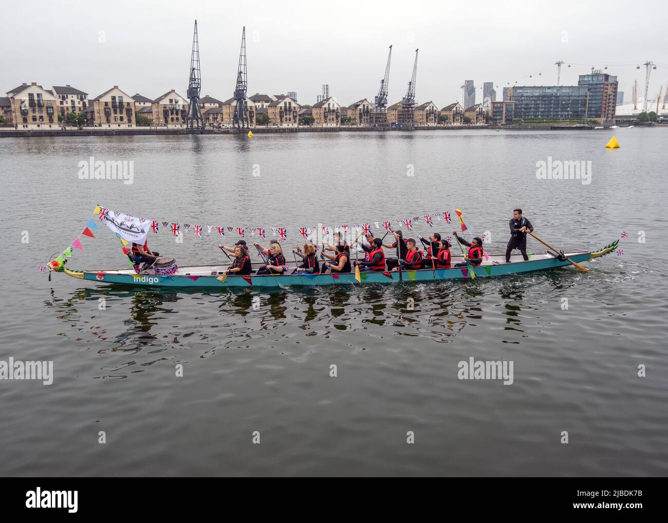 Queen's Baton Relay visits the Royal Docks in East London for a celebration of culture and community. Stock Photo