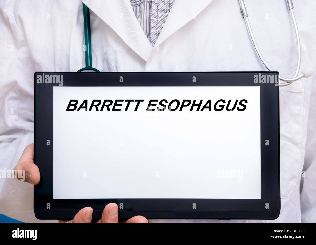 Barrett Esophagus. Doctor with rare or orphan disease text on tablet