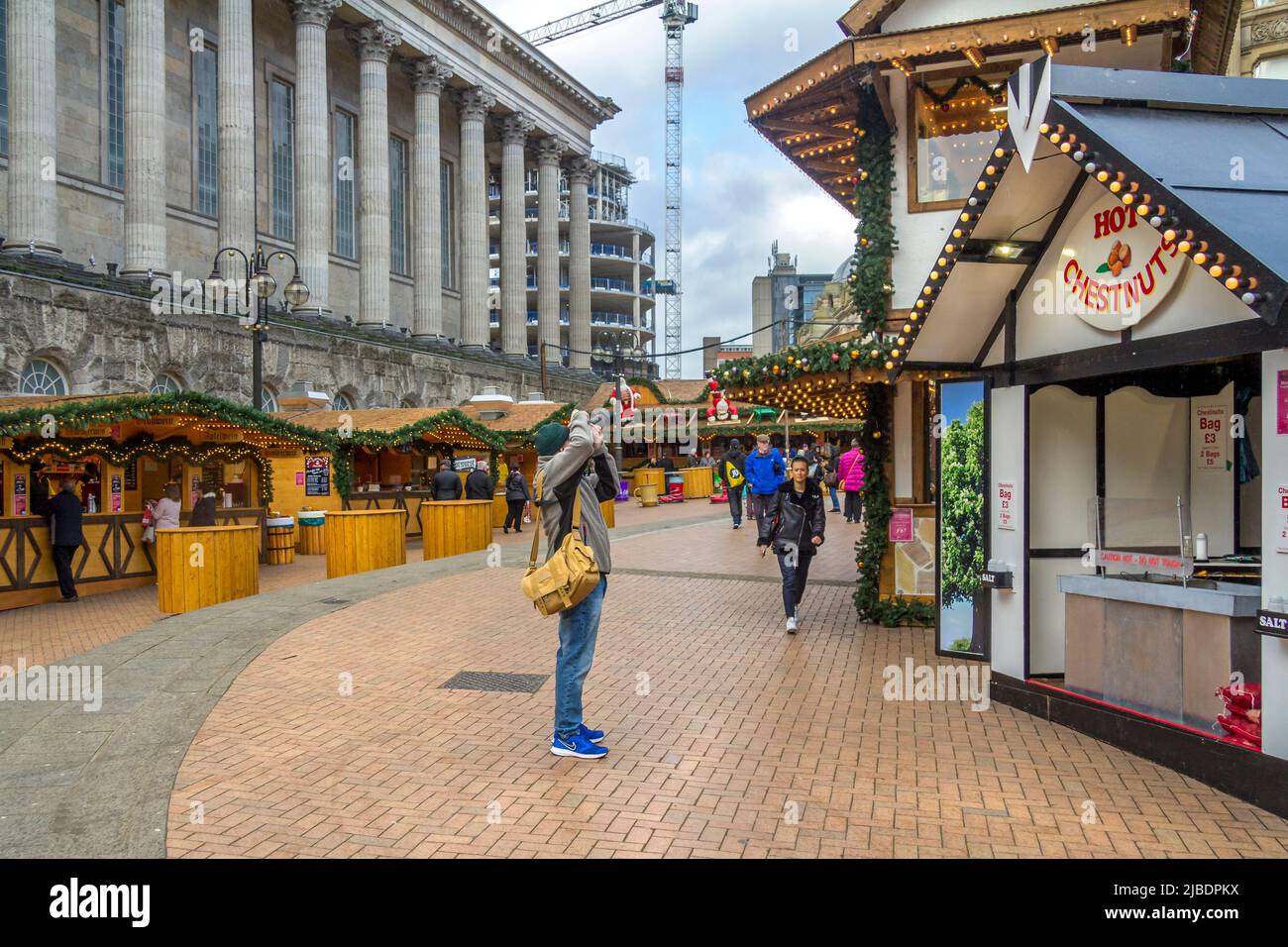 Activity and stalls at Birmingham Christmas Market. Stock Photo