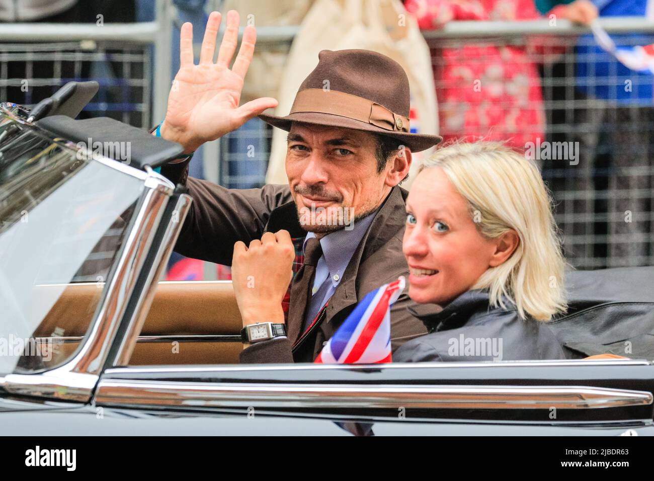 London, UK. 05th June, 2022. Model David Gandy. The Platinum Jubilee Pageant features 10,000 participants in four acts, 'For Queen and Country', a military parade, 'The Time of Our Lives', showing the 7 decades of the Queen's reign, including 150 'national treasure' celebrities and celebrating culture, music and fashion, 'Let's Celebrate', and 'Happy and Glorious', the final forming in front of Buckingham Palace. Credit: Imageplotter/Alamy Live News Stock Photo