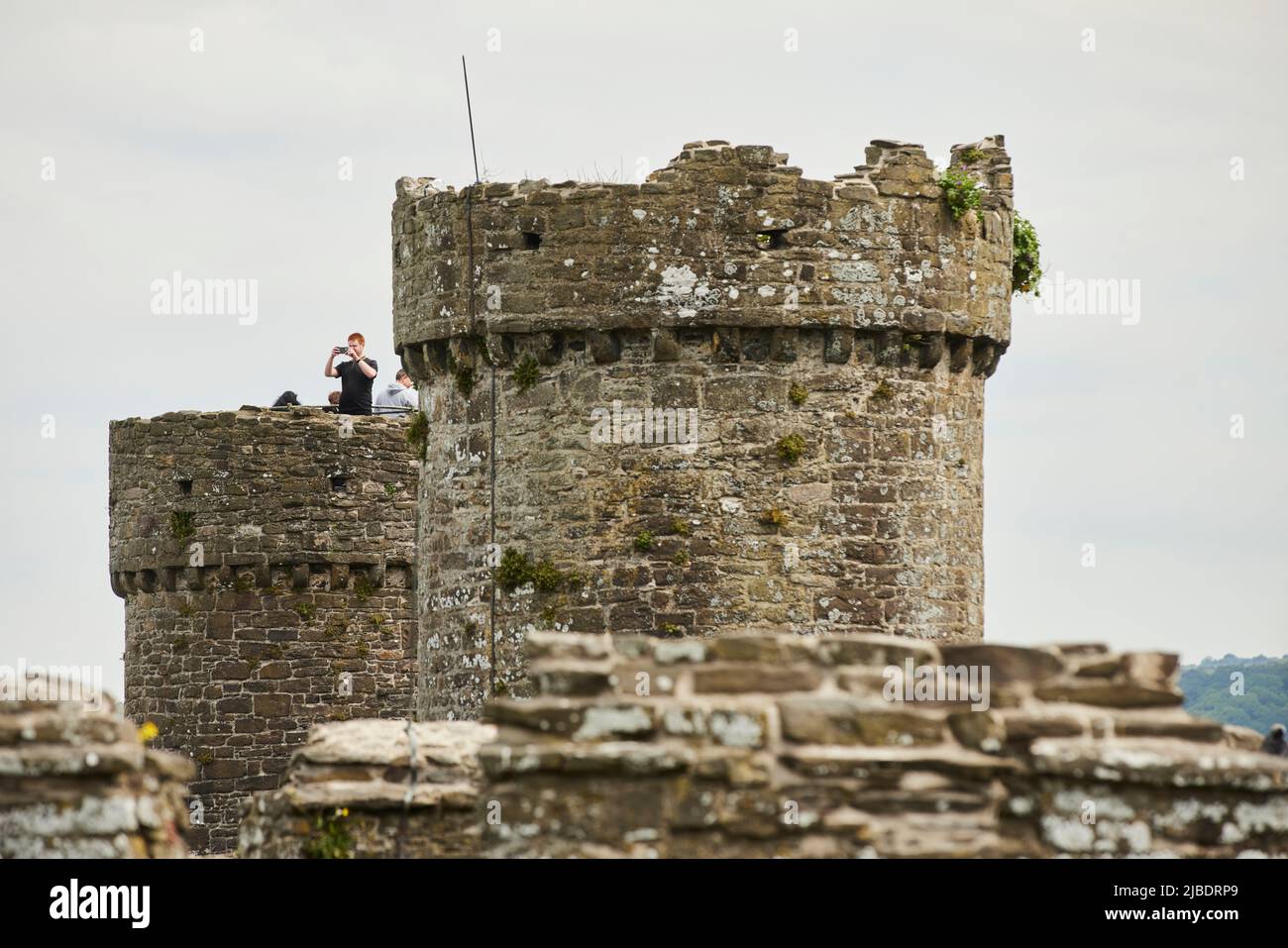 Conwy, North Wales landmark medieval defensive structure Conwy Castle towers Stock Photo