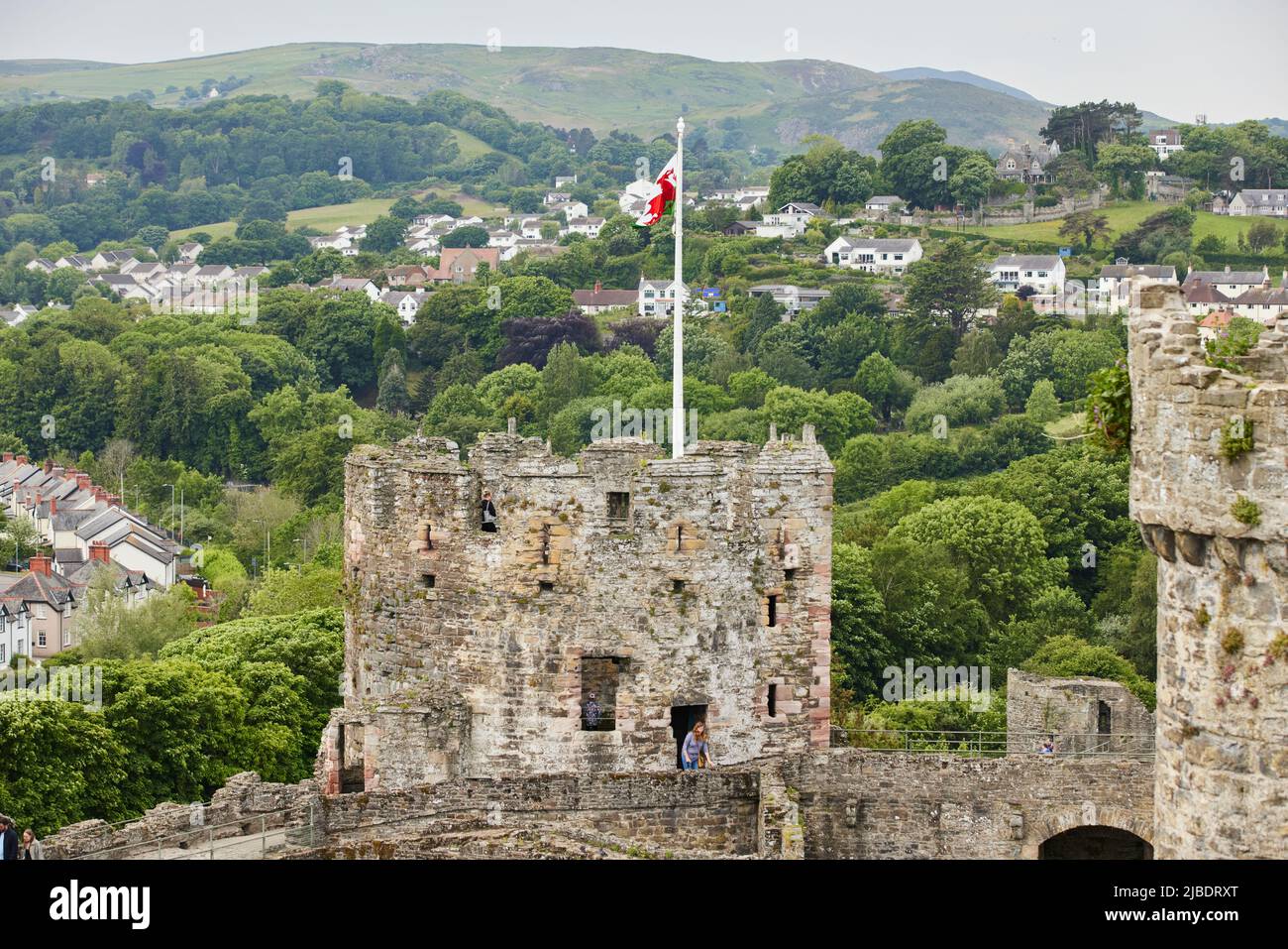 Conwy, North Wales landmark medieval defensive structure Conwy Castle towers Stock Photo