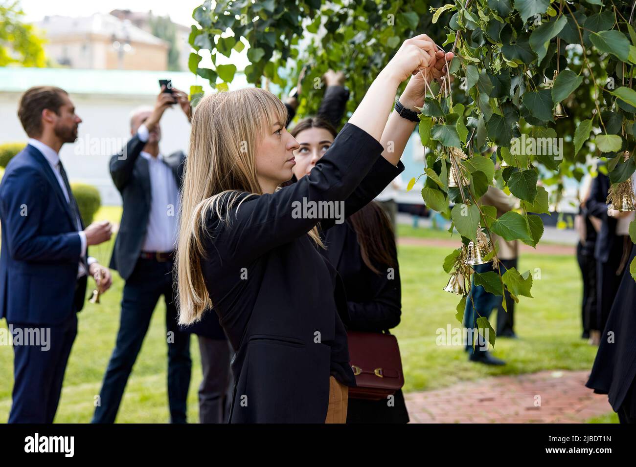 Olena Zelenska, wife of Ukraine President Volodymyr Zelensky has initiated a memorial to the memory of children killed as a result of Russian aggression in Kyiv, Ukraine Stock Photo