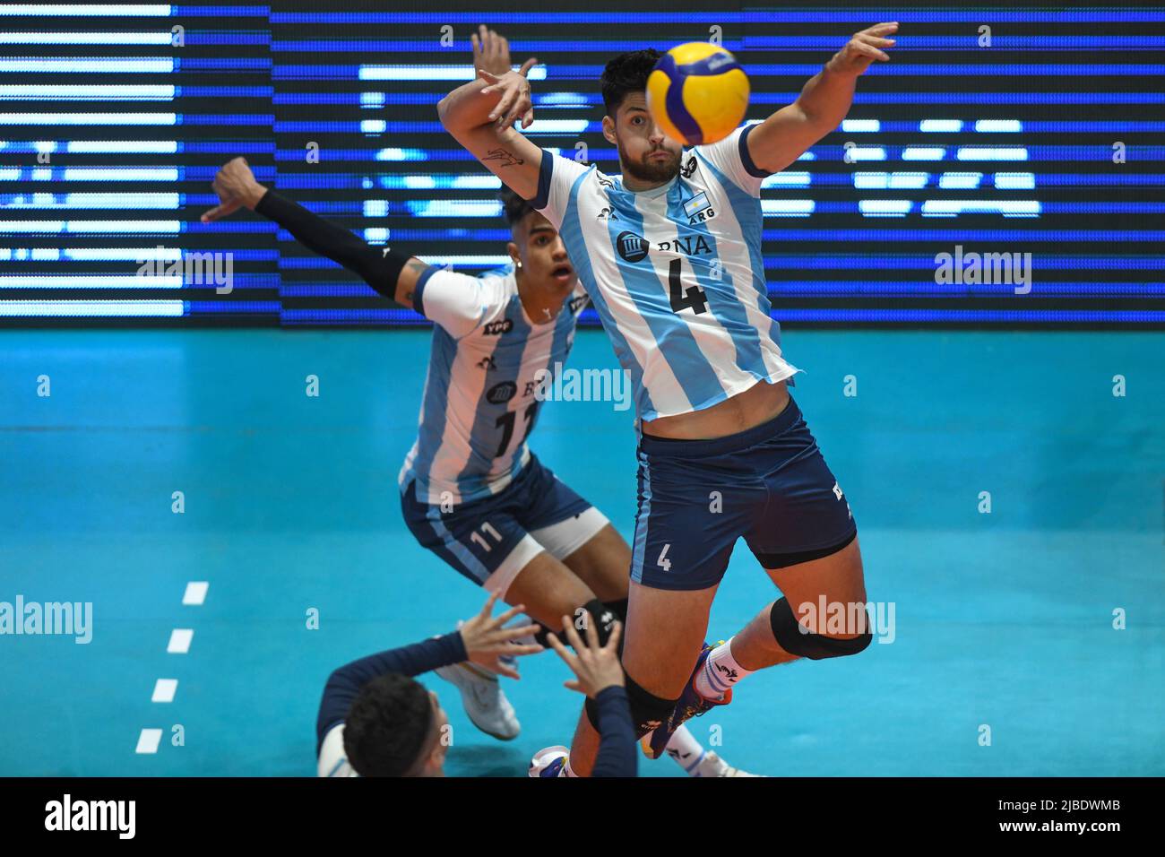 Joaquin Gallego (Argentina) vs. Netherlands. Exhibition game, Buenos Aires. Stock Photo