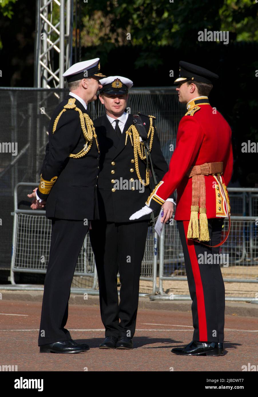 Officers The Queen's Platinum Jubilee Trooping The Colour Color The Mall London Stock Photo