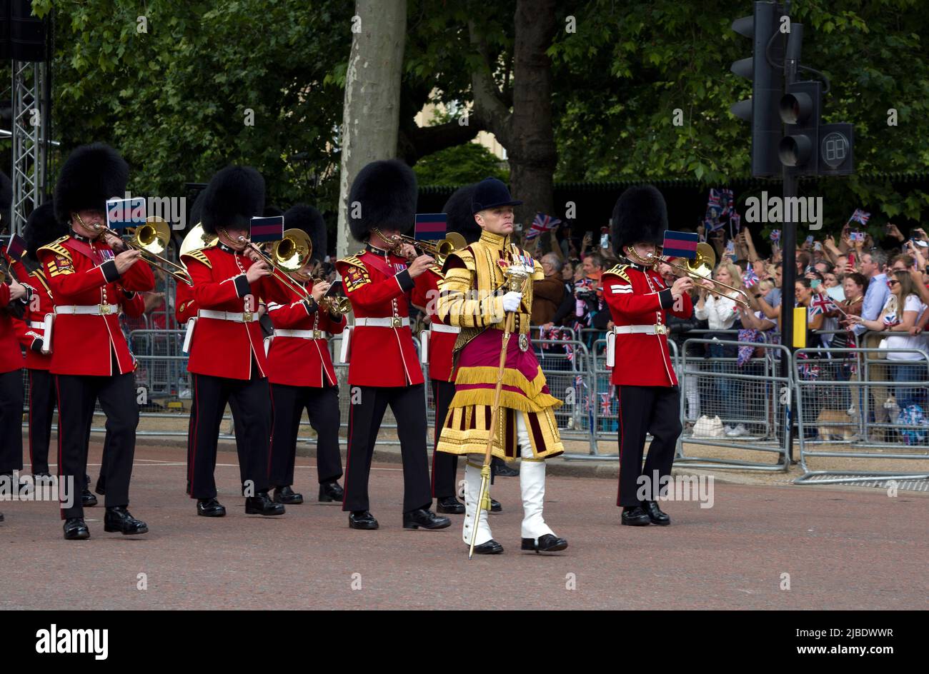 Military Band The Queen's Platinum Jubilee Trooping The Colour Color The Mall London Stock Photo