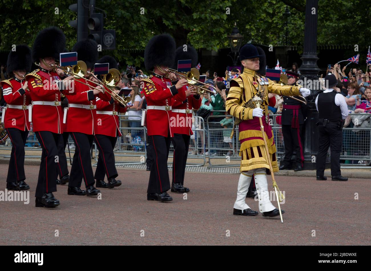 Military Band The Queen's Platinum Jubilee Trooping The Colour Color The Mall London Stock Photo