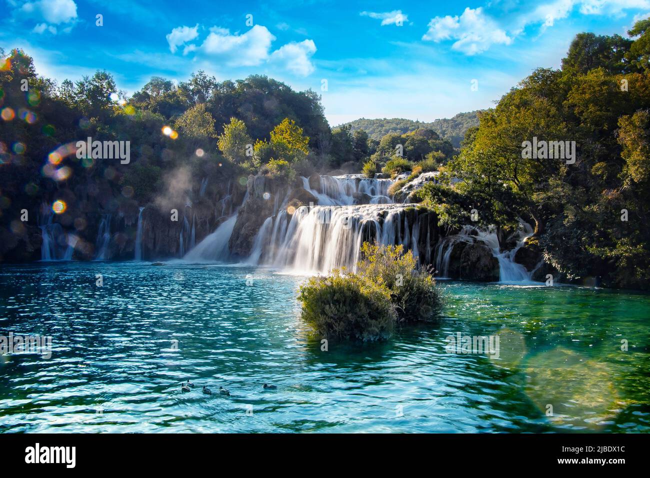Beautiful waterfall in Krka National Park - Skradin, Dalmatia Croatia, Europe. Stock Photo