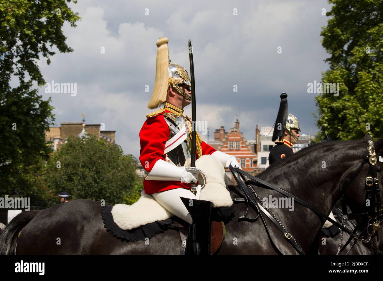 Mounted Lifeguard The Queen's Platinum Jubilee Trooping The Colour Color The Mall London Stock Photo