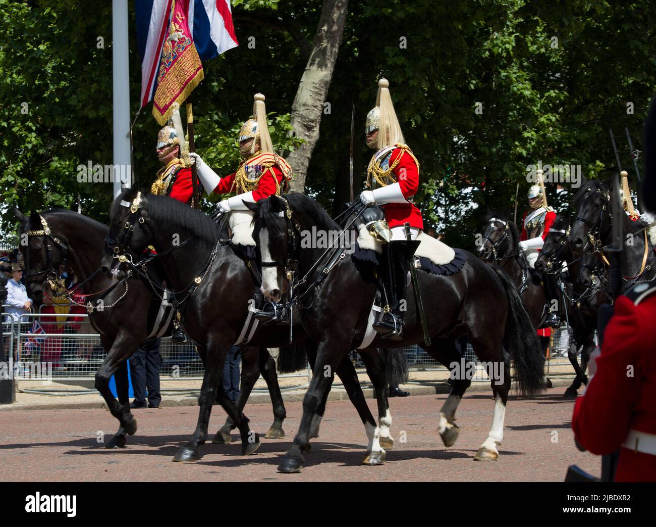 Mounted Lifeguards Parade The Queen's Platinum Jubilee Trooping The Colour Color The Mall London Stock Photo