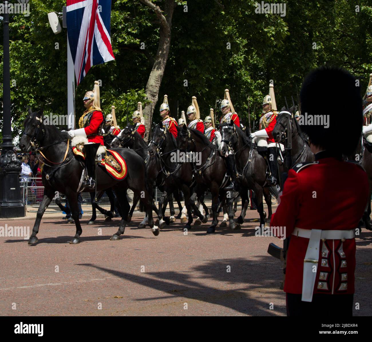 Mounted Lifeguards Parade The Queen's Platinum Jubilee Trooping The Colour Color The Mall London Stock Photo