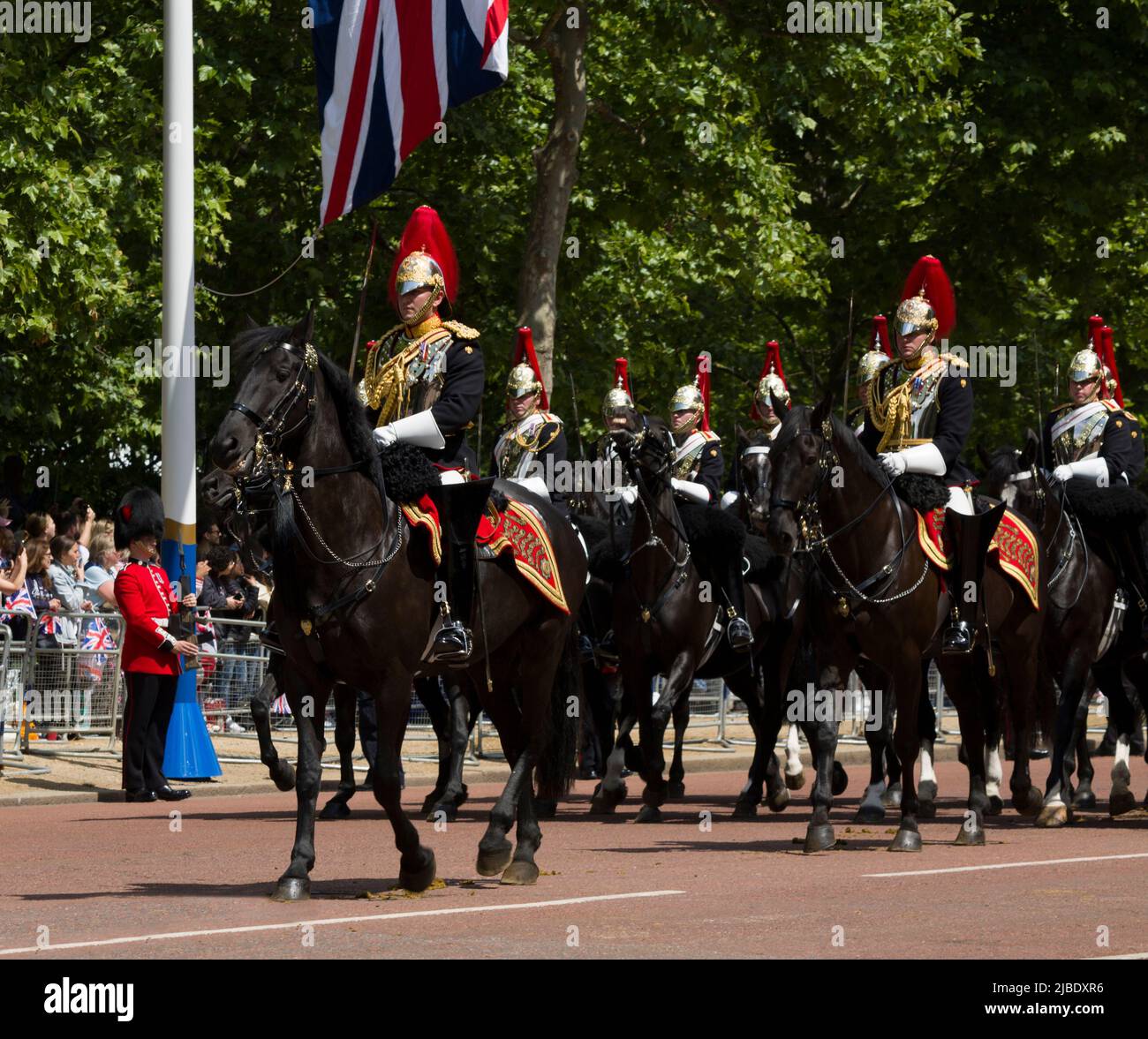 Mounted Division of Blues and Royals The Queen's Platinum Jubilee Trooping The Colour Color The Mall London Stock Photo