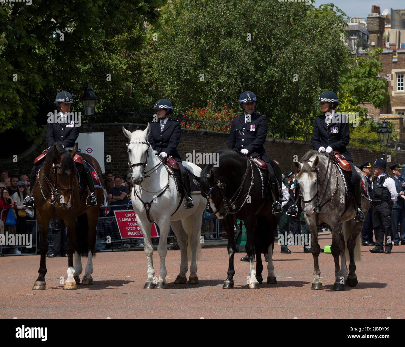 Mounted Police Officers The Queen's Platinum Jubilee Trooping The Colour Color The Mall London Stock Photo