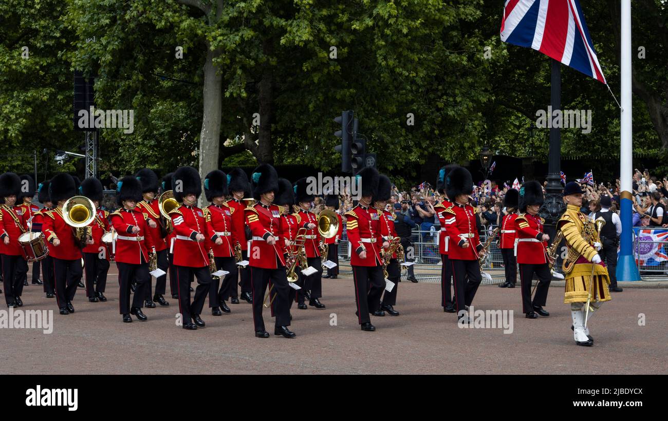 Guards Band The Queen's Platinum Jubilee Trooping The Colour Color The Mall London Stock Photo