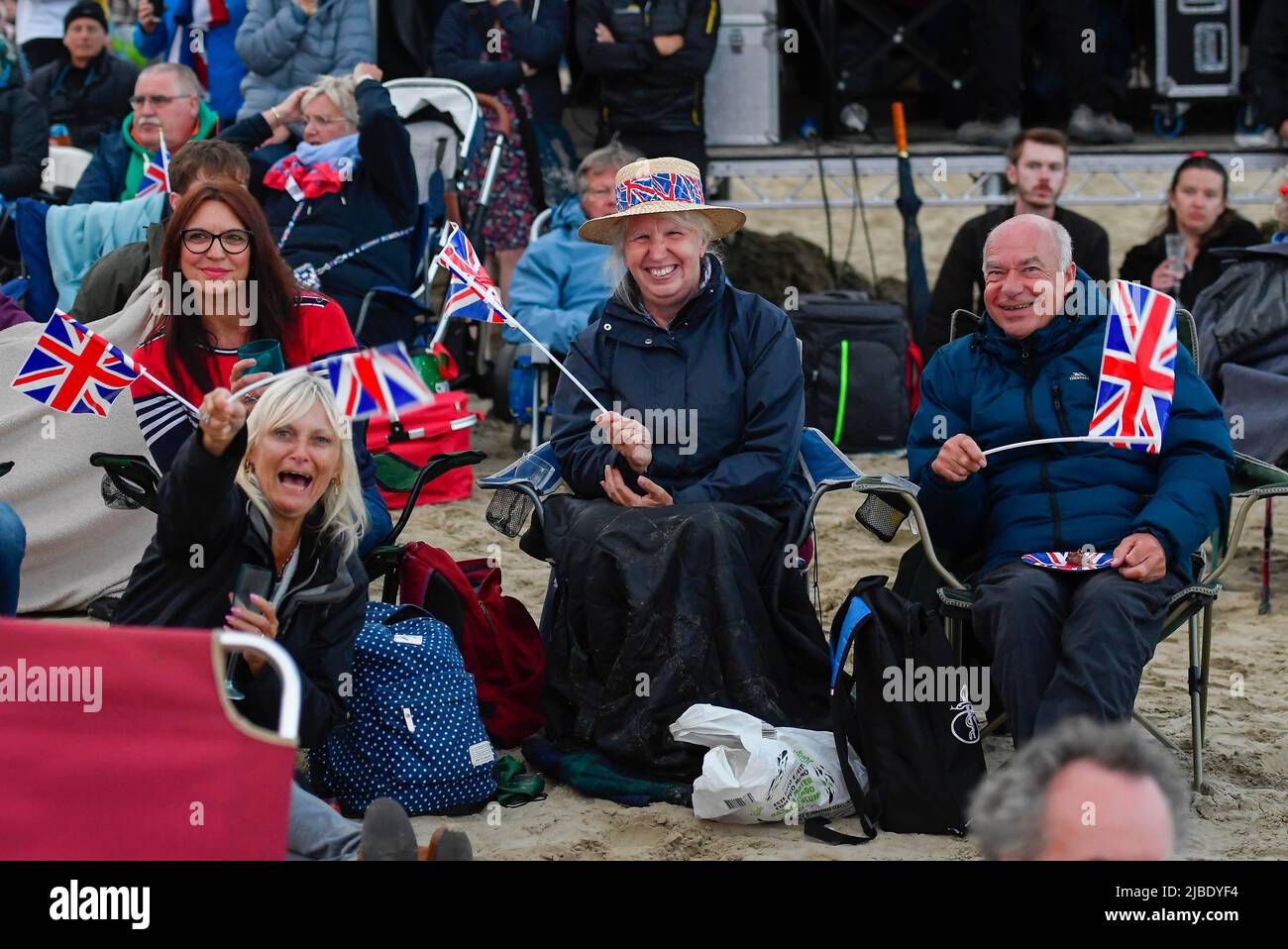 Lyme Regis, Dorset, UK. 5th June 2022. A large audience enjoying the