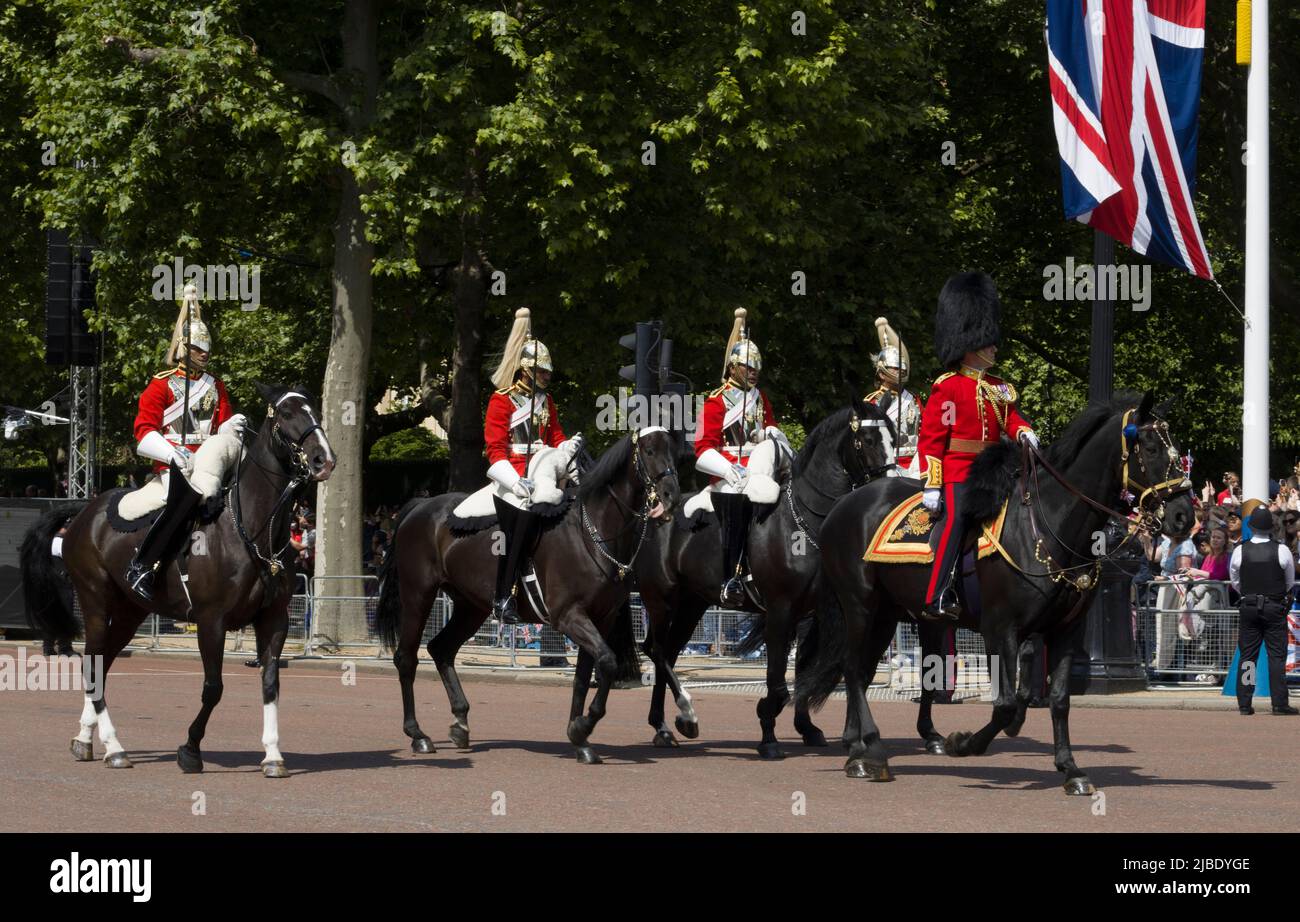 Lifeguards The Queen's Platinum Jubilee Trooping The Colour Color The Mall London Stock Photo