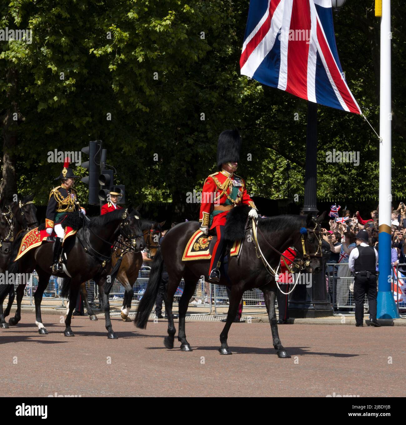 King Charles III ( when Prince Charles ) Mounted in Military Uniform The Queen's Platinum Jubilee Trooping The Colour The Mall London Stock Photo