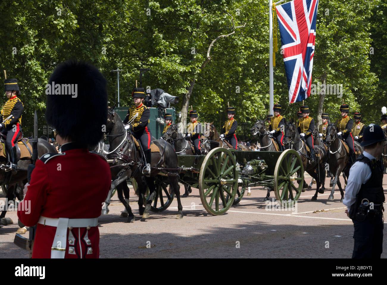 Royal Horse Artillery The Queen's Platinum Jubilee Trooping The Colour Color The Mall London Stock Photo
