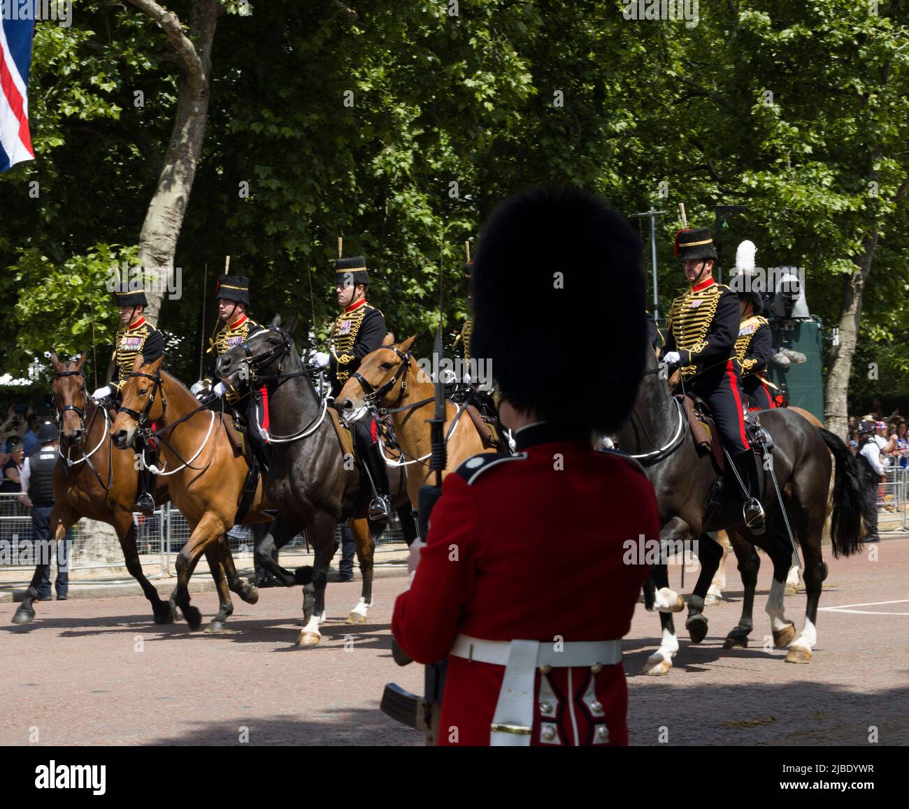 Royal Horse Artillery The Queen's Platinum Jubilee Trooping The Colour Color The Mall London Stock Photo