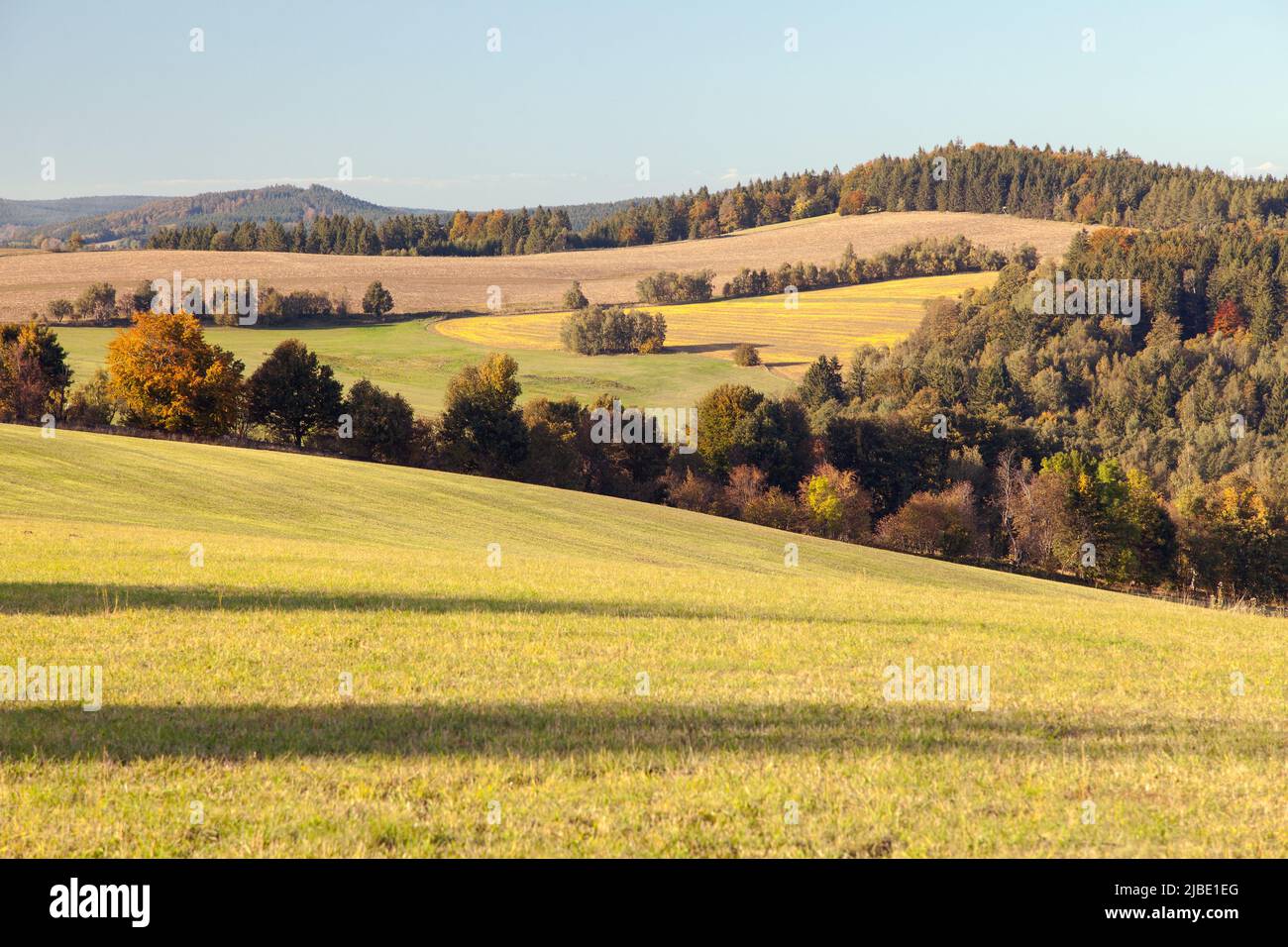 autumn panorama from bohemian and moravian highland, Czech Republic Stock Photo
