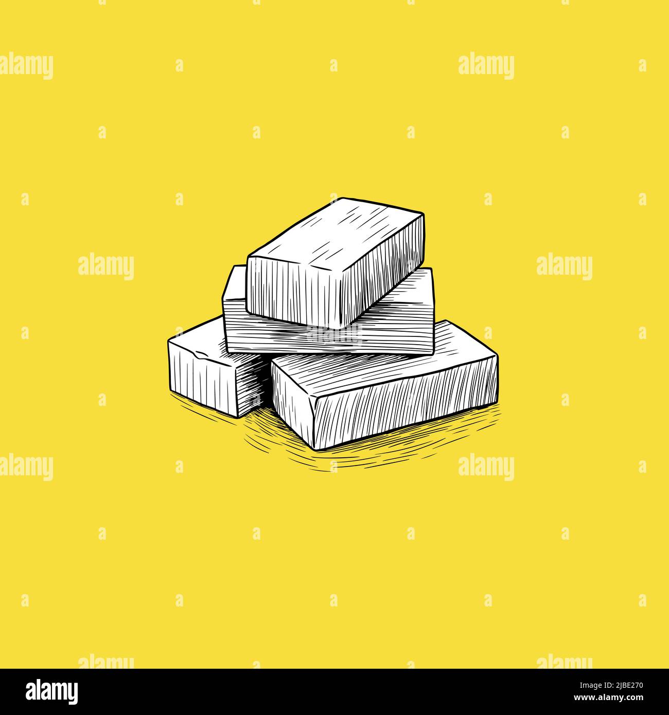 Bricks Icon, Sketch and Vintage style. - Vector Stock Vector