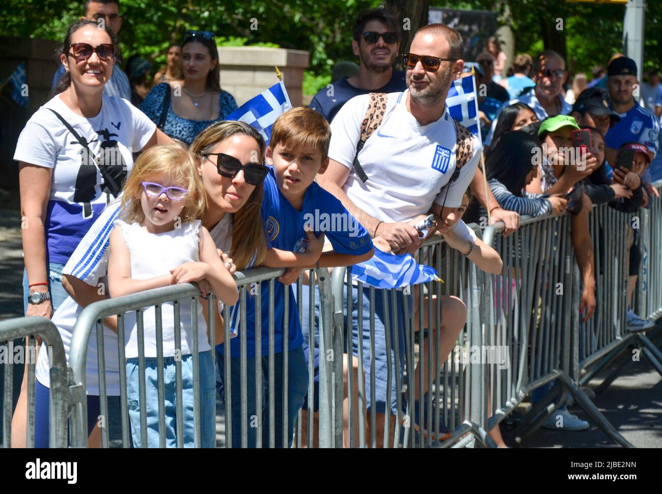 Spectators gathered to celebrate the annual Greek Independence Day Parade on June 5, 2022 in New York City. Stock Photo