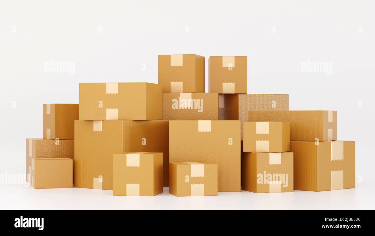 Stack of cardboard box carton or parcel with empty space. concept of ...