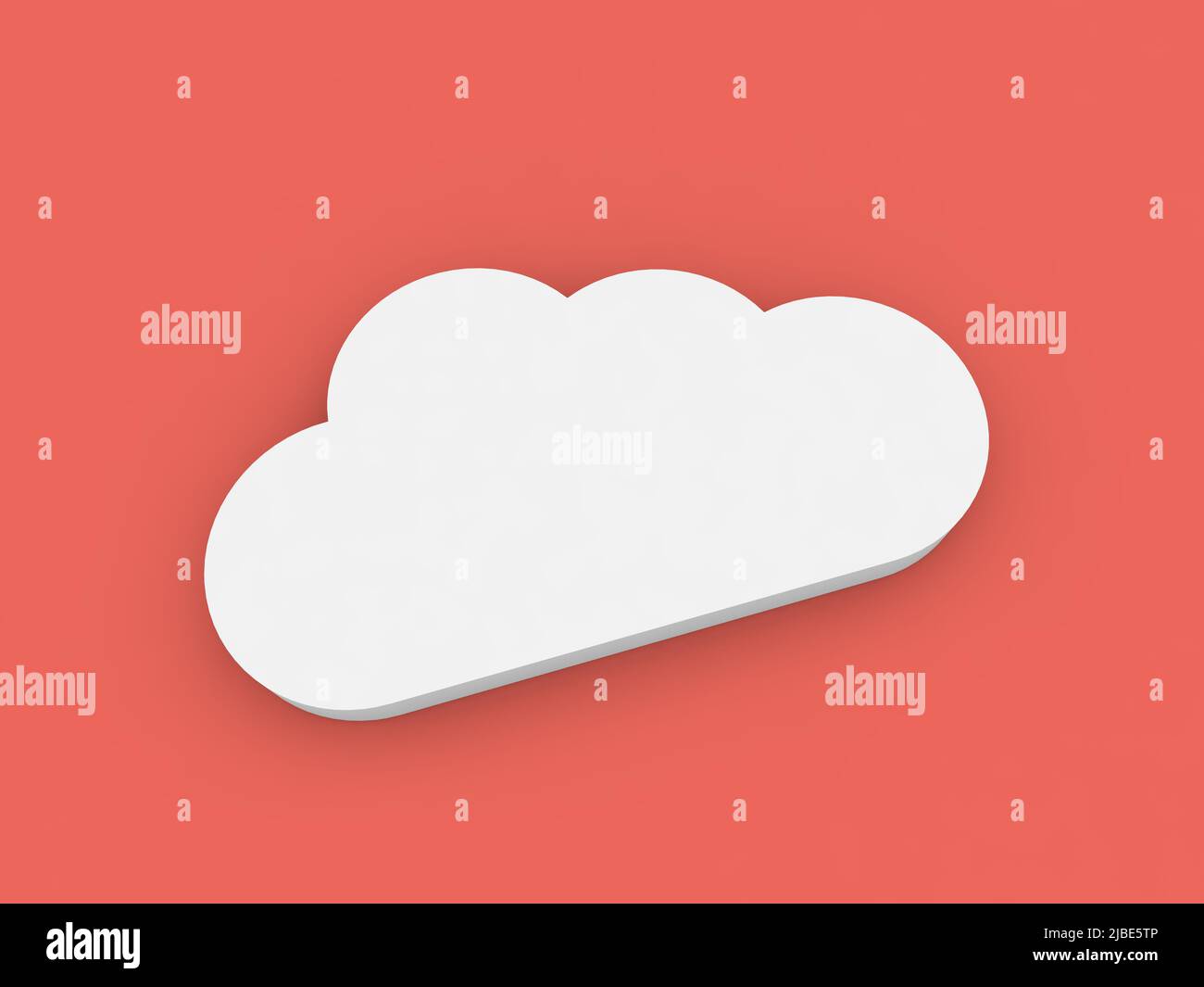 Abstract cloud internet symbol on red background. 3d render illustration. Stock Photo