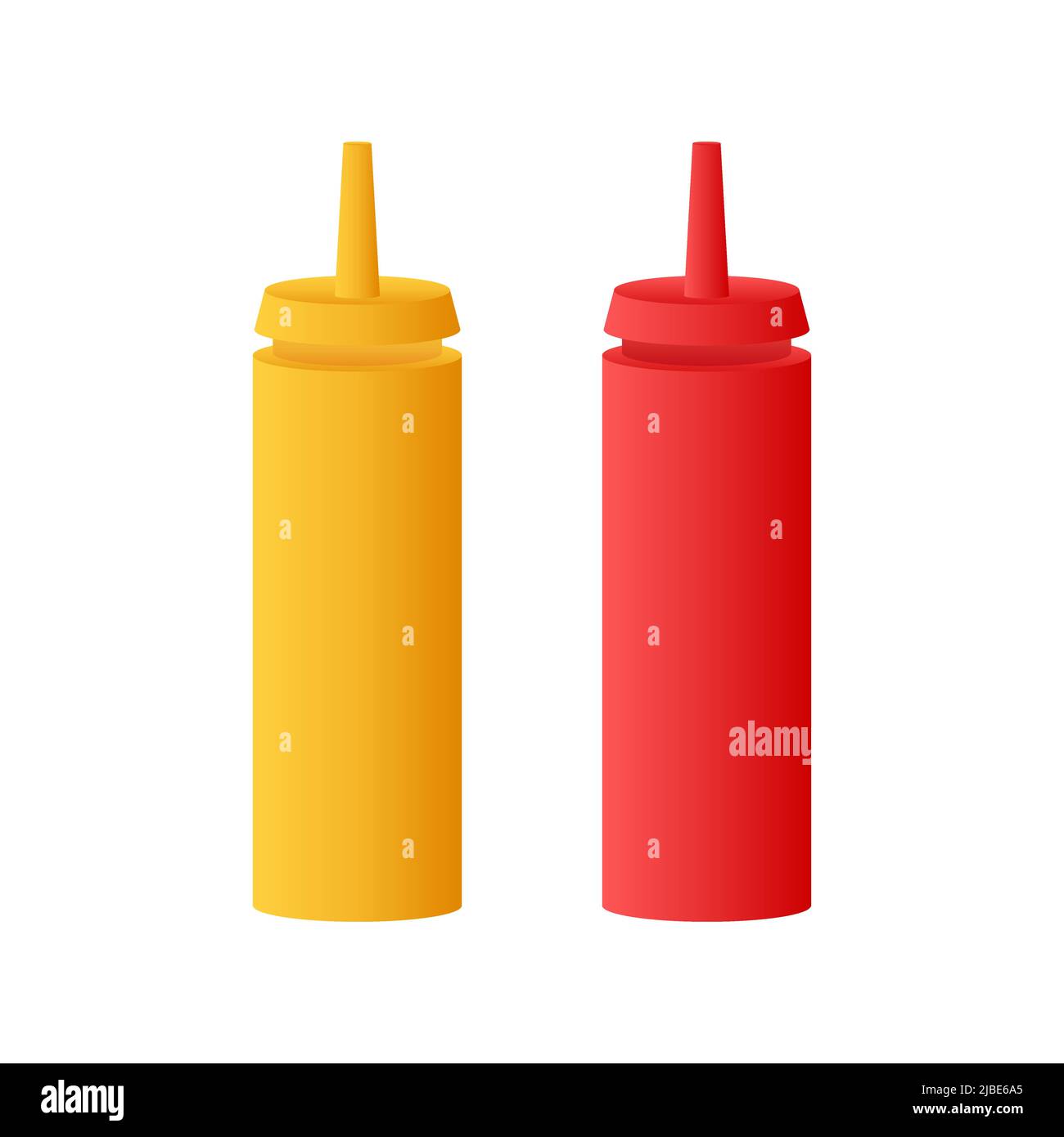 Red ketchup and yellow mustard bottle on white background. Vector