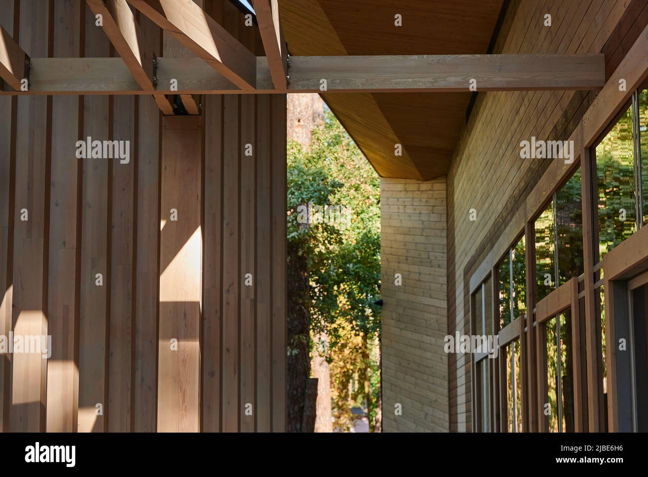 Construction of a wooden beam in interior decoration with metal ...