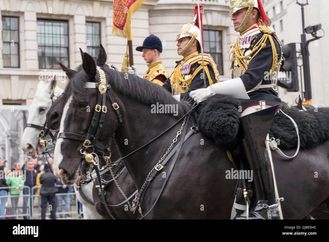 London UK, 5th June 2022. woman street dancer at The pageant for the Queen  Elizabeth II's Platinum Jubilee celebration in central London. Large Crowds  line the street along the Mall and Whitehall