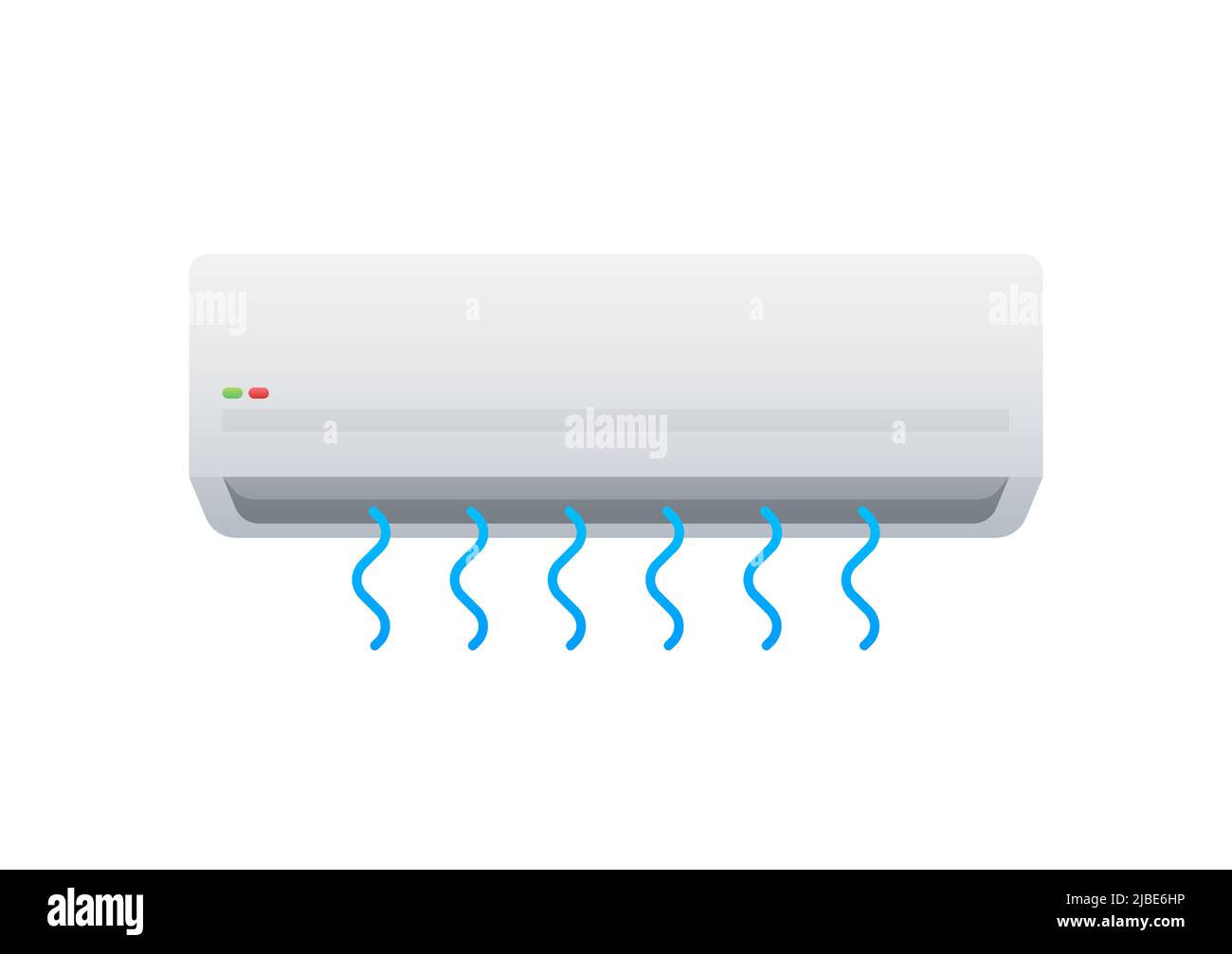 Air conditioner with cold and warm air in flat style. Vector icon. Abstract air conditioner for