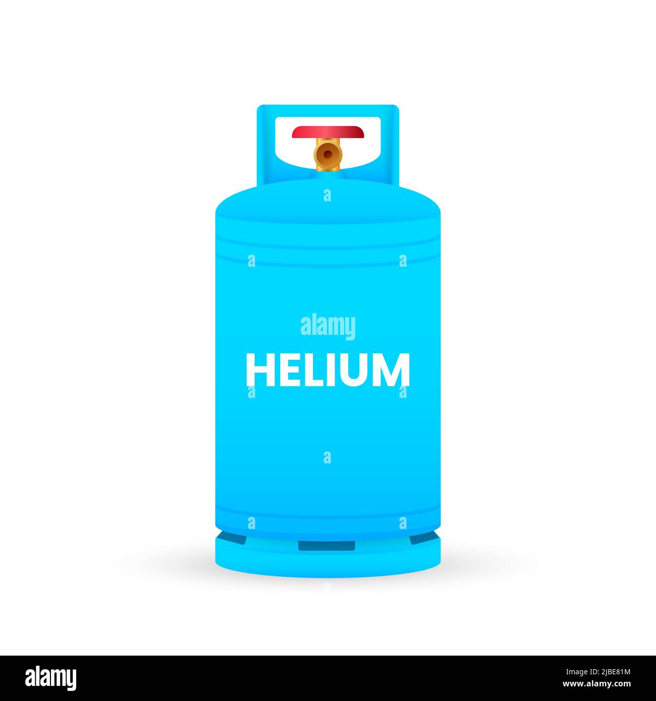 Flat helium cylinder. Metal tank with liquefied helium. Vector stock