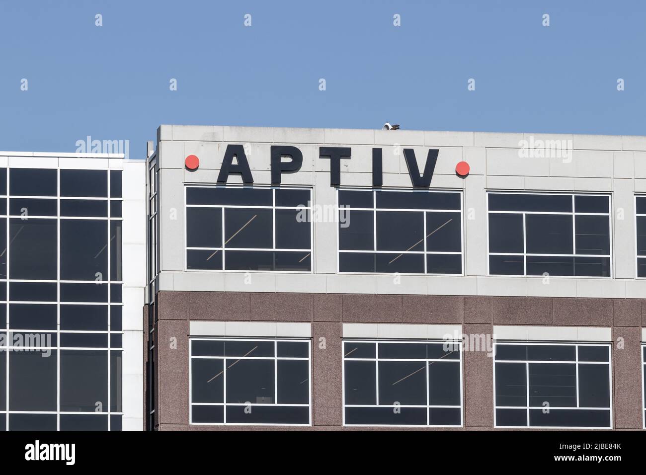 Carmel - Circa June 2022: Aptiv Technical Center. Aptiv provides vehicle electrical systems and advanced driving software. Stock Photo