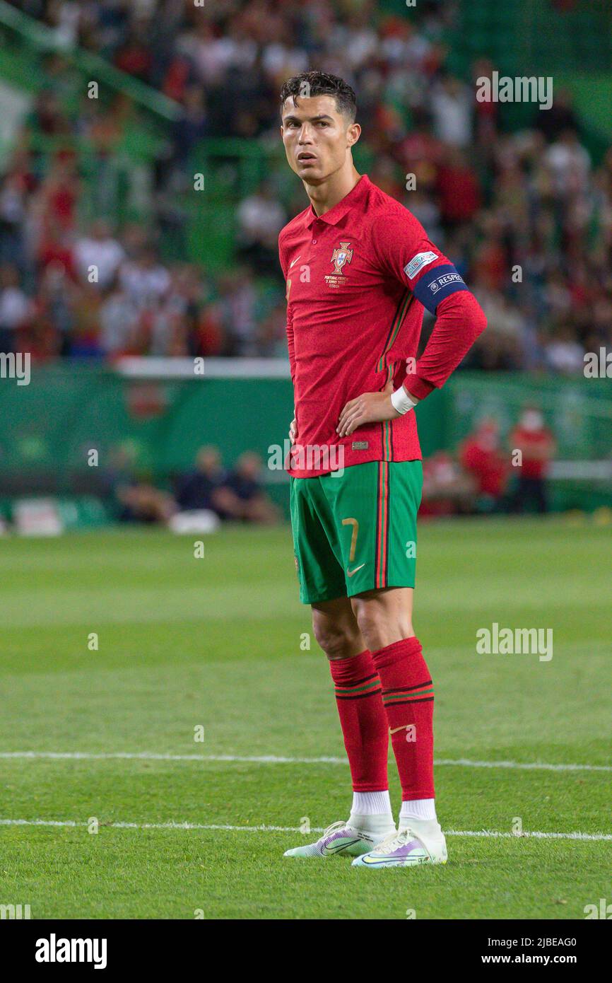 June 05, 2022. Lisbon, Portugal. Portugal's and Manchester United forward Cristiano Ronaldo (7) in action during the UEFA Nations League Final Tournament between Portugal and Switzerland Credit: Alexandre de Sousa/Alamy Live News Stock Photo